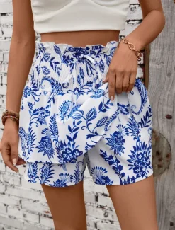 Women's Shorts Casual Daily Short Floral 2 in 1 Print Breathability Comfortable Micro-elastic Weekend Summer Regular Fit Women Shorts