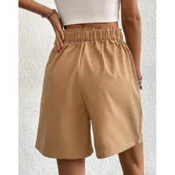 Outlet Women's Shorts Casual Daily Short Plain Side Pockets Breathability Comfortable Inelastic Going out Weekend Black Wine Army Green Dark navy Summer Regular Fit Women Shorts