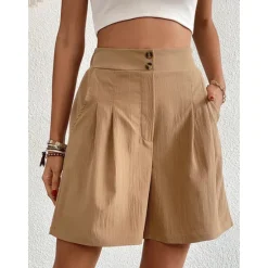 Outlet Women's Shorts Casual Daily Short Plain Side Pockets Breathability Comfortable Inelastic Going out Weekend Black Wine Army Green Dark navy Summer Regular Fit Women Shorts