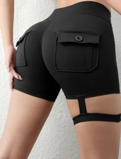 Hot Women's Shorts Casual Daily Short Plain Ruched Butt Lifting Tummy Control Butt Lift Breathability Stretchy Weekend Black Red Army Green Coffee Summer Skinny Women Shorts