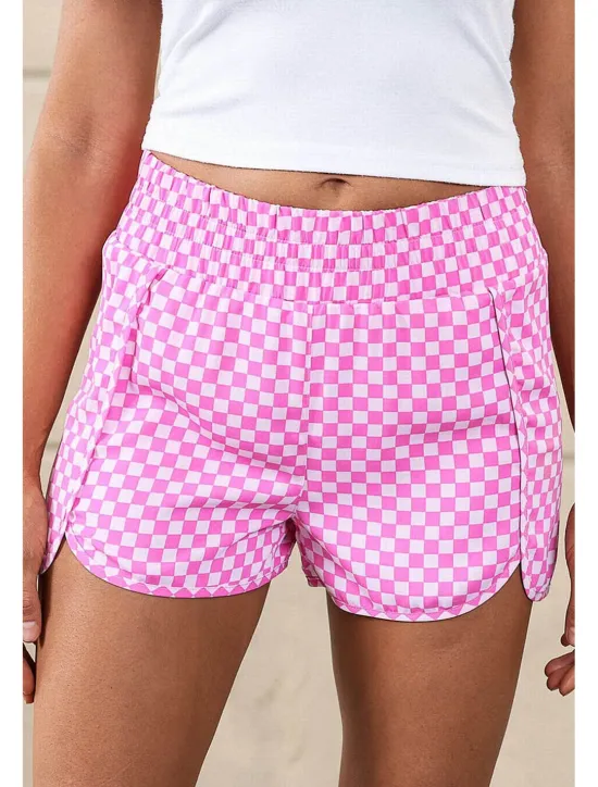 Clearance Women's Shorts Casual Daily Short Leopard Geometric Plaid Split Printing Breathability Comfortable Micro-elastic Going out Weekend Light Pink Pink Purple Green Summer Regular Fit Women Shorts