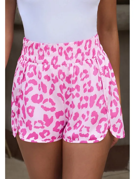 Clearance Women's Shorts Casual Daily Short Leopard Geometric Plaid Split Printing Breathability Comfortable Micro-elastic Going out Weekend Light Pink Pink Purple Green Summer Regular Fit Women Shorts