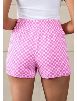 Clearance Women's Shorts Casual Daily Short Leopard Geometric Plaid Split Printing Breathability Comfortable Micro-elastic Going out Weekend Light Pink Pink Purple Green Summer Regular Fit Women Shorts