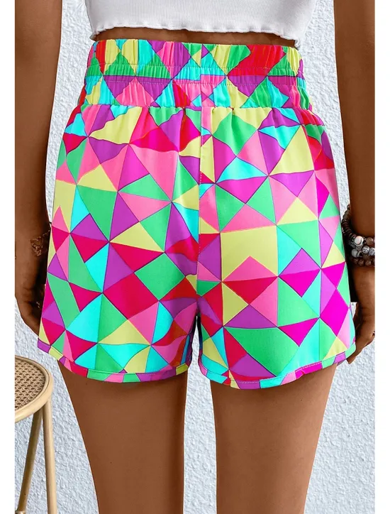 Clearance Women's Shorts Casual Daily Short Leopard Geometric Plaid Split Printing Breathability Comfortable Micro-elastic Going out Weekend Light Pink Pink Purple Green Summer Regular Fit Women Shorts