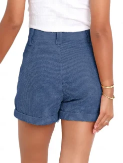 Outlet Women's Shorts Casual Daily Short Plain Side Pockets Breathability Comfortable Micro-elastic Weekend White Navy Blue Blue Khaki Summer Regular Fit Women Shorts