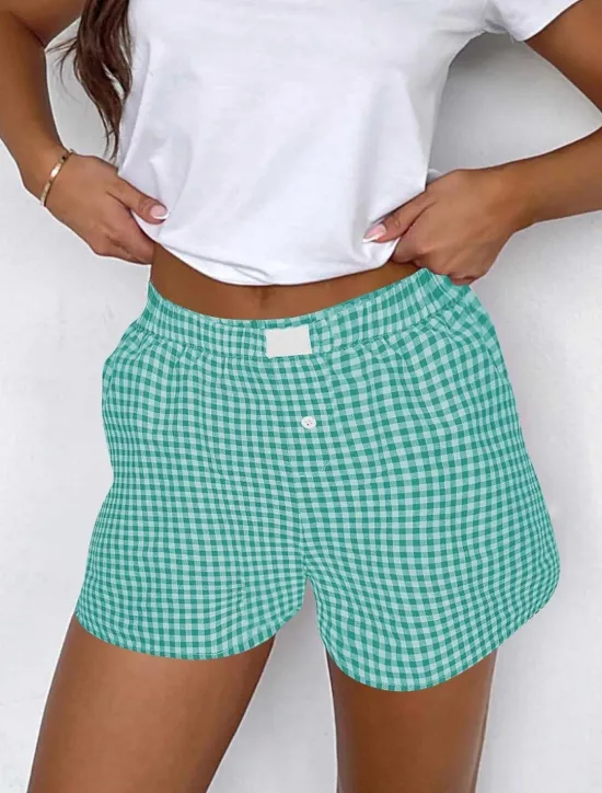 Outlet Women's Shorts Chinos Vacation Fashion Streetwear Short High Waist Plaid Pocket Elastic Waistband Printing Comfy Soft Comfortable Micro-elastic Outdoor Street Black Yellow Wine Green Summer Regular Women Shorts