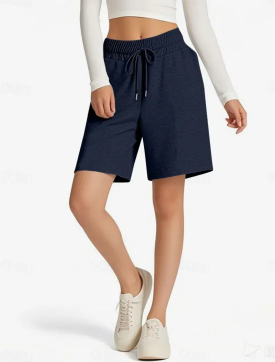 Hot Women's Shorts Chinos Vacation Fashion Streetwear Short High Waist Plain Pocket Elastic Waistband Comfy Soft Comfortable Stretchy Outdoor Street Pink Navy Blue Brown Gray Summer Spring Regular Fit Women Shorts