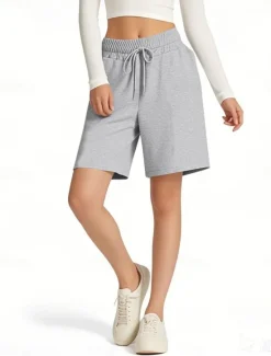 Hot Women's Shorts Chinos Vacation Fashion Streetwear Short High Waist Plain Pocket Elastic Waistband Comfy Soft Comfortable Stretchy Outdoor Street Pink Navy Blue Brown Gray Summer Spring Regular Fit Women Shorts