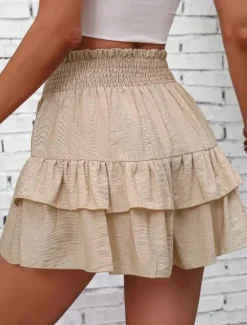 Women's Shorts Ruffle Plain Short Black Summer Women Shorts
