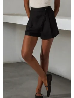 Best Women's Shorts Slacks Casual Short High Waist Plain Pocket Comfy Outdoor Comfortable Street Going out Summer Regular Fit Women Shorts