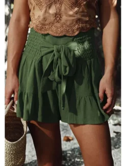 Discount Women's Shorts Slacks Streetwear Casual Short Natural Plain Pocket Soft Comfortable Micro-elastic Casual Going out Rust Black Army Green Khaki Summer Regular Fit Women Shorts