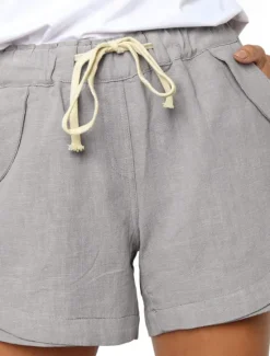 New Women's Shorts Slacks Streetwear Casual Short Natural Plain Pocket Breathability Soft Comfortable Micro-elastic Outdoor Vacation Black White Light Grey Coffee Summer Regular Fit Women Shorts