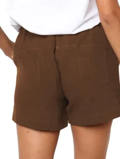 New Women's Shorts Slacks Streetwear Casual Short Natural Plain Pocket Breathability Soft Comfortable Micro-elastic Outdoor Vacation Black White Light Grey Coffee Summer Regular Fit Women Shorts