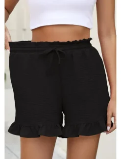 Online Women's Shorts Slacks Streetwear Casual Short Natural Plain Pocket Elastic Drawstring Design Breathability Soft Comfortable Micro-elastic Casual Going out Navy Apricot Black Summer Regular Fit Women Shorts
