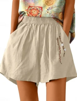 Sale Women's Shorts Solid Color Chinos Fashion Basic Short Medium Waist Plain Pocket Elastic Waist Comfort Outdoor Micro-elastic Vacation Street Causal Army Green Black White Blue Summer Regular Fit Women Shorts|Pants