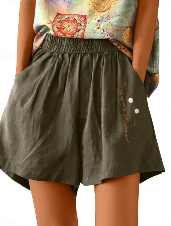 Sale Women's Shorts Solid Color Chinos Fashion Basic Short Medium Waist Plain Pocket Elastic Waist Comfort Outdoor Micro-elastic Vacation Street Causal Army Green Black White Blue Summer Regular Fit Women Shorts|Pants
