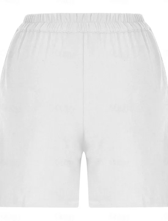 Sale Women's Shorts Solid Color Chinos Fashion Basic Short Medium Waist Plain Pocket Elastic Waist Comfort Outdoor Micro-elastic Vacation Street Causal Army Green Black White Blue Summer Regular Fit Women Shorts|Pants