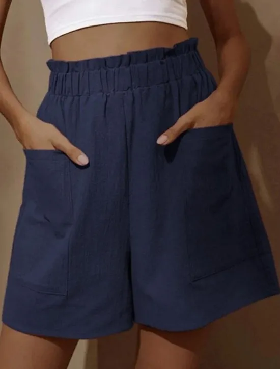 Best Women's Shorts Streetwear Simple Casual Short High Waist Plain Pocket Elastic Waist Breathable Soft Outdoor Micro-elastic Outdoor Vacation Casual Daily Black White Red Blue Summer Spring Regular Fit Women Shorts
