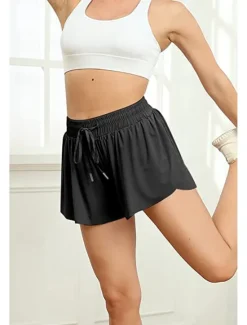 Sale Women's Shorts Workout Pants Streetwear Casual Short Natural Plain Elastic Drawstring Design Quick Dry Breathability Comfortable Micro-elastic Sports Weekend Magenta Apricot Grey Black Summer Regular Women Shorts