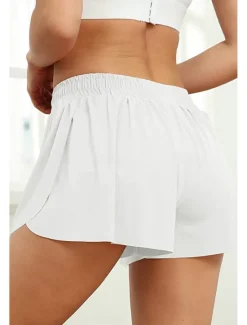 Sale Women's Shorts Workout Pants Streetwear Casual Short Natural Plain Elastic Drawstring Design Quick Dry Breathability Comfortable Micro-elastic Sports Weekend Magenta Apricot Grey Black Summer Regular Women Shorts
