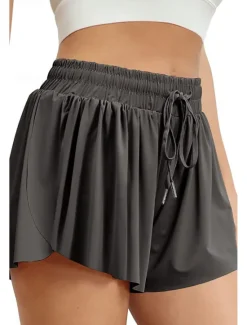 Sale Women's Shorts Workout Pants Streetwear Casual Short Natural Plain Elastic Drawstring Design Quick Dry Breathability Comfortable Micro-elastic Sports Weekend Magenta Apricot Grey Black Summer Regular Women Shorts