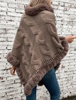 Hot Women's Shrug Casual Soft Pure Color Ribbed Turtleneck Knitted Long Sleeve Regular Tops Knit Outdoor Daily Weekend Fuchsia Apricot Fall Winter Women Shrugs & Capes
