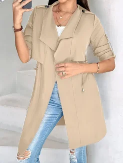 Sale Women's Shrugs Daily Classic Long Sleeve V Neck Long Tops Work Daily Black Army Green Khaki Spring Fall Winter Women Puffers & Parka