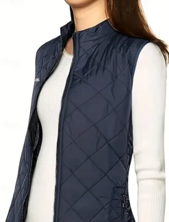 Discount Women's Shrugs Sleeveless Turtleneck Black Army Green Blue Brown Spring Fall Winter Women Puffers & Parka