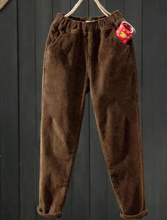 Sale Women's Skinny Slacks Fleece Corduroy Pants Trousers Full Length Streetwear Simple Daily Black Pink M L Fall Winter Women Pants