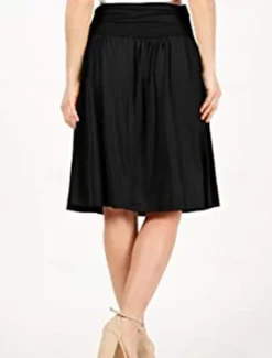 Outlet Women's Skirt A Line Basic Casual Knee-length High Waist Skirts Solid Colored Pocket Casual Daily Weekend Camel Wine Black Army Green Summer Cotton Women Skirts