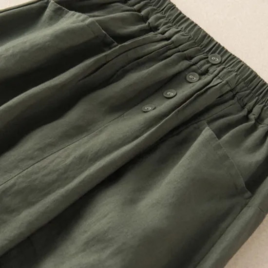 Hot Women's Skirt A Line Basic Casual Midi High Waist Skirts Solid Colored Pocket Casual Daily Weekend Army Green Navy Blue Khaki Summer Cotton And Linen Women Skirts|Dresses