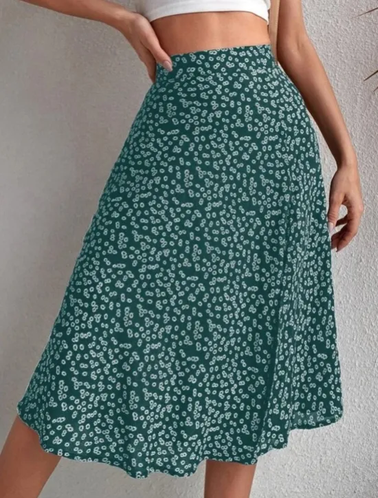 Online Women's Skirt A Line Casual Knee-length Mid Rise Skirts Floral Print Micro-elastic Vacation Street Black Yellow Blue Orange Summer Polyester Women Skirts