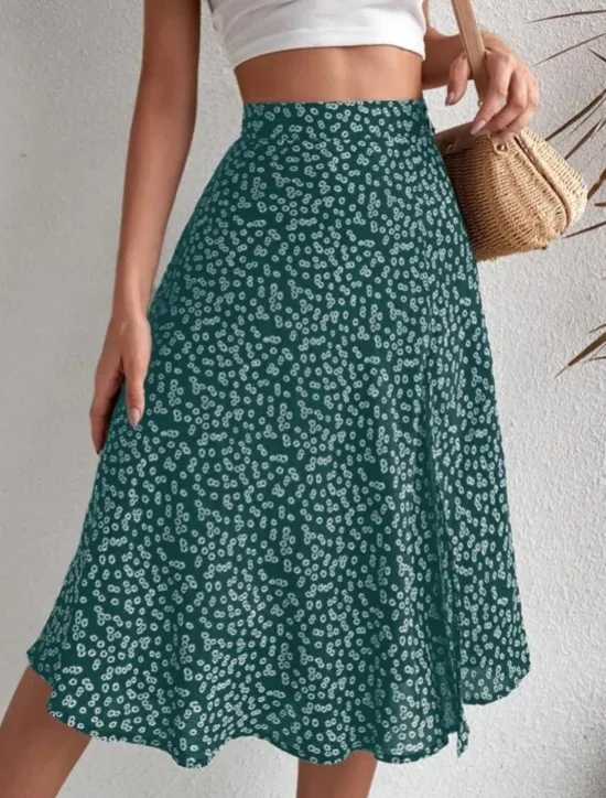 Online Women's Skirt A Line Casual Knee-length Mid Rise Skirts Floral Print Micro-elastic Vacation Street Black Yellow Blue Orange Summer Polyester Women Skirts