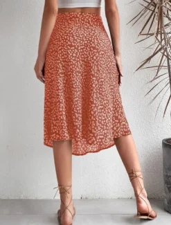 Online Women's Skirt A Line Casual Knee-length Mid Rise Skirts Floral Print Micro-elastic Vacation Street Black Yellow Blue Orange Summer Polyester Women Skirts