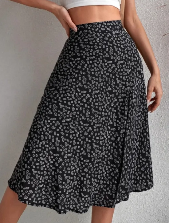 Online Women's Skirt A Line Casual Knee-length Mid Rise Skirts Floral Print Micro-elastic Vacation Street Black Yellow Blue Orange Summer Polyester Women Skirts