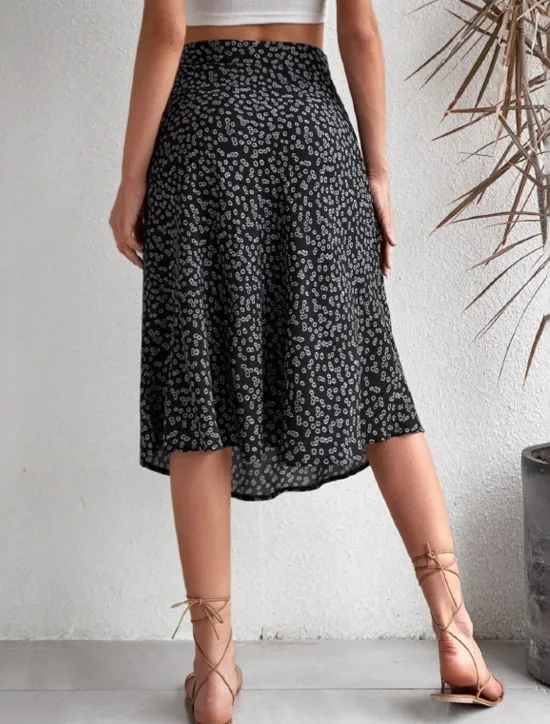 Online Women's Skirt A Line Casual Knee-length Mid Rise Skirts Floral Print Micro-elastic Vacation Street Black Yellow Blue Orange Summer Polyester Women Skirts