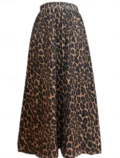 New Women's Skirt A Line Fashion Casual Maxi High Waist Skirts Print Micro-elastic Street Daily Summer Polyester Women Skirts