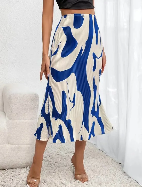 Women's Skirt A Line Midi Skirts Print Geometric Color Block Street Date Summer Fashion Red Blue Dark Gray Beige Women Skirts