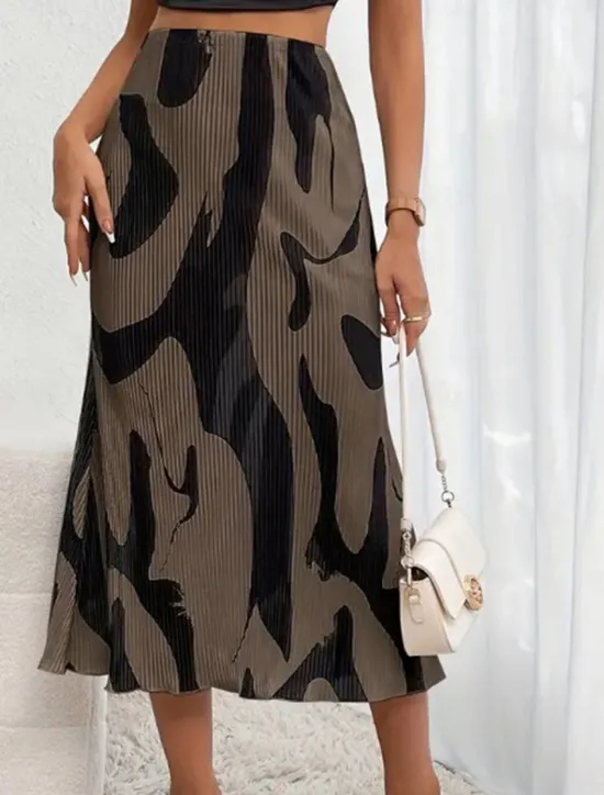 Women's Skirt A Line Midi Skirts Print Geometric Color Block Street Date Summer Fashion Red Blue Dark Gray Beige Women Skirts