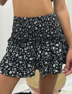 New Women's Skirt A Line Mini High Waist Skirts Ruffle Print Floral Daily Vacation Summer Fashion Bohemian Casual Boho Apricot Black White Pink Women Skirts