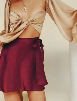 Sale Women's Skirt A Line Solid Color Fashion Casual Mini High Waist Skirts Plain Micro-elastic Street Daily Wine White Champagne Pink Summer Satin Women Skirts