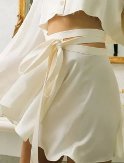 Sale Women's Skirt A Line Solid Color Fashion Casual Mini High Waist Skirts Plain Micro-elastic Street Daily Wine White Champagne Pink Summer Satin Women Skirts