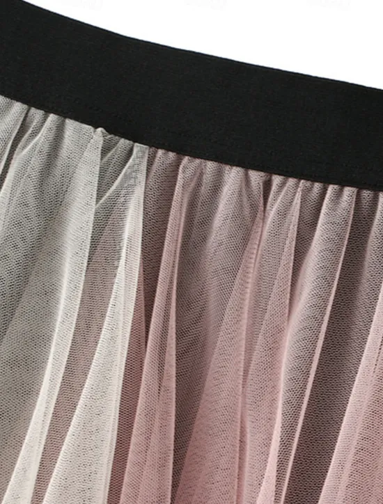 Online Women's Skirt A Line Swing Fashion Casual Midi High Waist Skirts Color Block Irregular Hem Layered Vacation Street White Pink Blue Green Winter Spandex Women Skirts