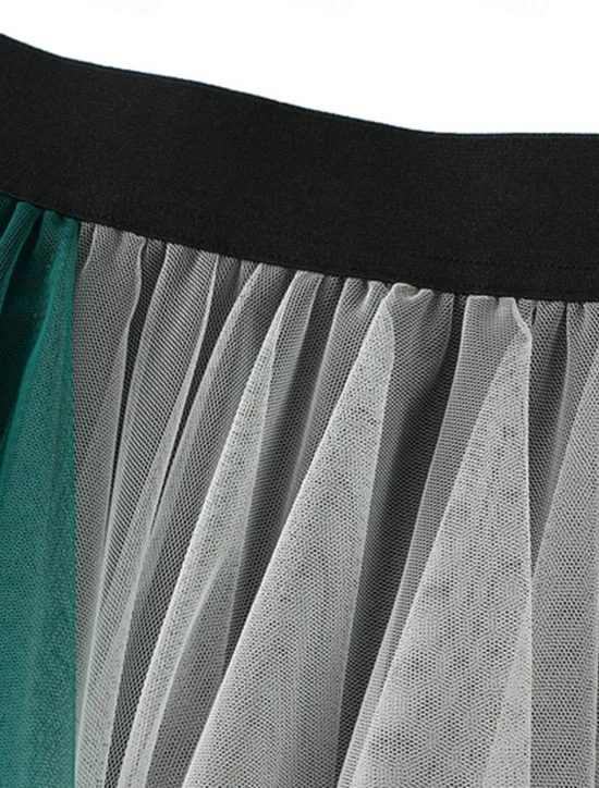 Online Women's Skirt A Line Swing Fashion Casual Midi High Waist Skirts Color Block Irregular Hem Layered Vacation Street White Pink Blue Green Winter Spandex Women Skirts