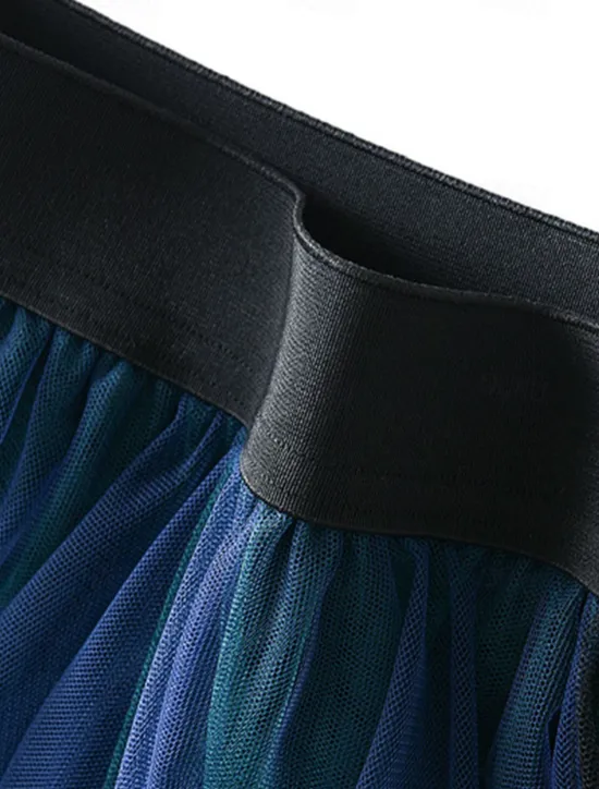 Online Women's Skirt A Line Swing Fashion Casual Midi High Waist Skirts Color Block Irregular Hem Layered Vacation Street White Pink Blue Green Winter Spandex Women Skirts