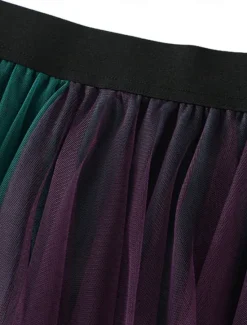Online Women's Skirt A Line Swing Fashion Casual Midi High Waist Skirts Color Block Irregular Hem Layered Vacation Street White Pink Blue Green Winter Spandex Women Skirts