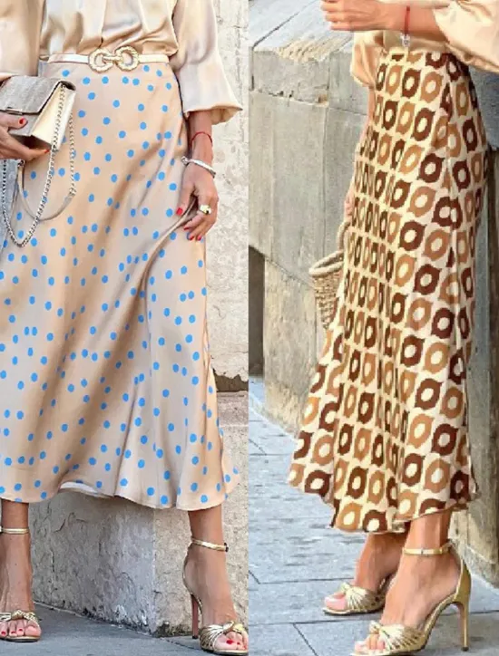 New Women's Skirt A Line Swing Long Skirt Maxi High Waist Skirts Print Floral Geometric Polka Dot Street Daily Summer Fashion Casual Boho Yellow Khaki Women Skirts