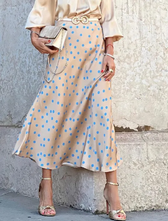 New Women's Skirt A Line Swing Long Skirt Maxi High Waist Skirts Print Floral Geometric Polka Dot Street Daily Summer Fashion Casual Boho Yellow Khaki Women Skirts
