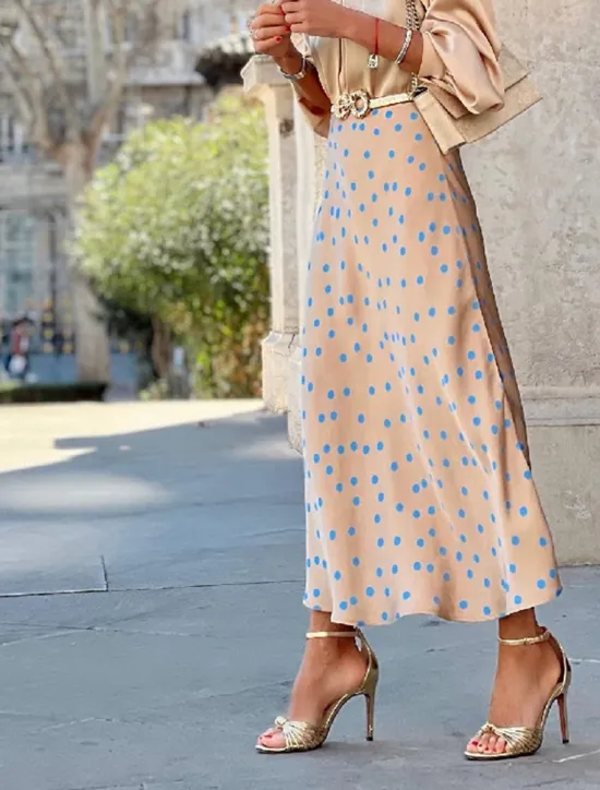 New Women's Skirt A Line Swing Long Skirt Maxi High Waist Skirts Print Floral Geometric Polka Dot Street Daily Summer Fashion Casual Boho Yellow Khaki Women Skirts