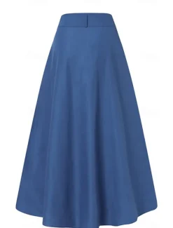 Women's Skirt A Line Swing Long Skirt Maxi High Waist Skirts Pocket Solid Colored Street Daily Winter Fashion Casual Black Wine Royal Blue Women Skirts